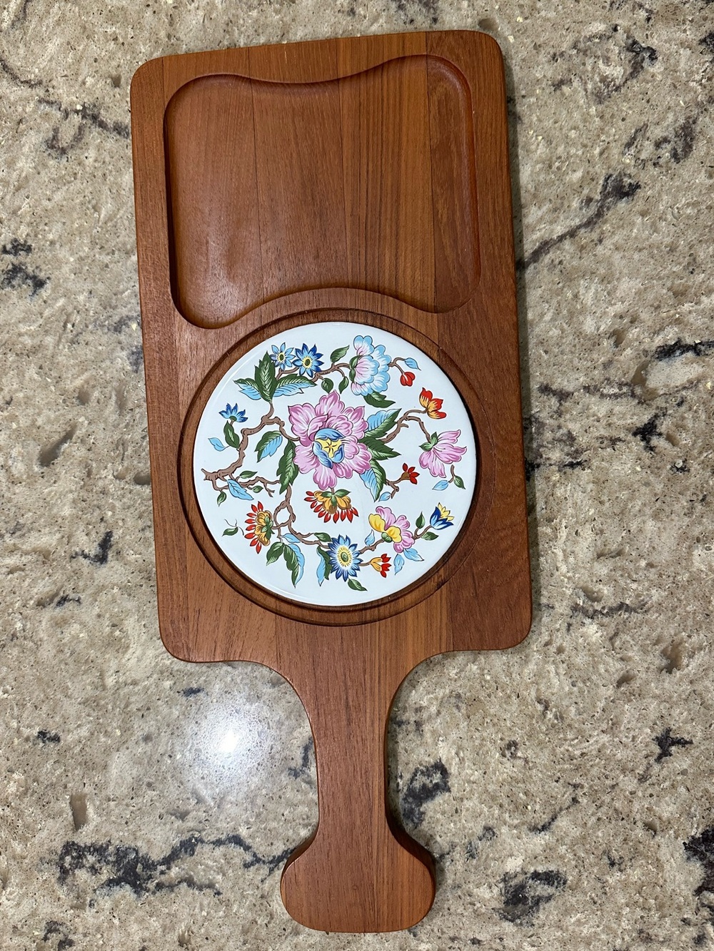 Beautiful Vintage Genuine Teakwood Cheese and cracker Charcuterie board